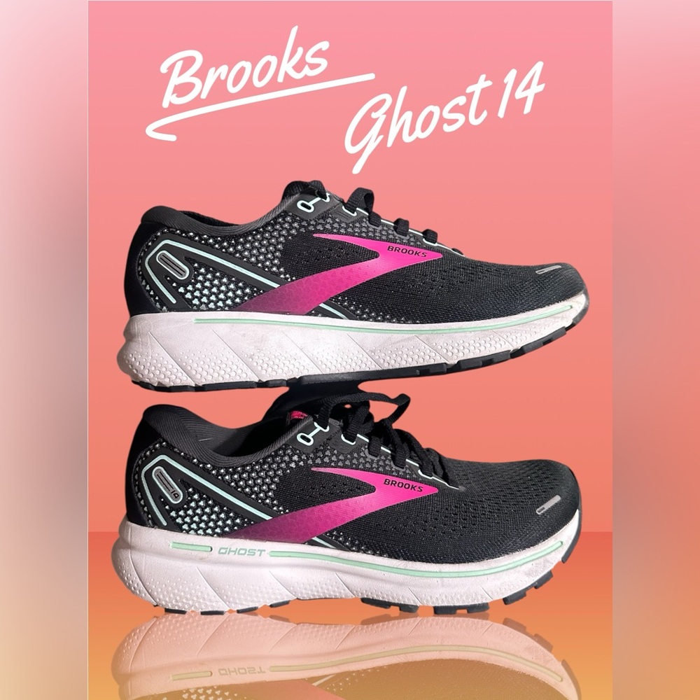 Brooks Ghost 14 Women's Shoes - Black and Pink